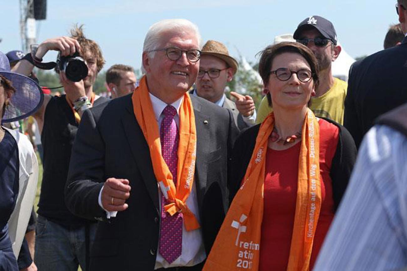 Kirchentags-Präsidentin Christina Aus der Au mit Bundespräsident Frank-Walter Steinmeier.|DEKT/malzkorn